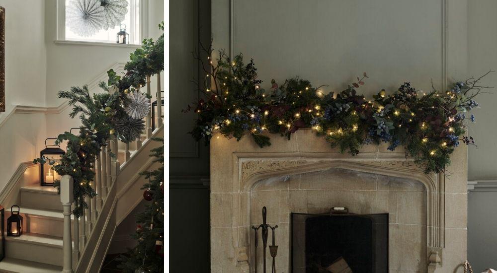 Christmas garland on mantel